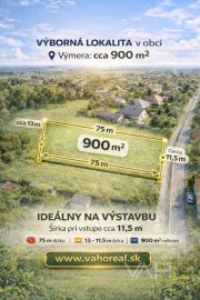 Stavebný pozemok cca 900 m² v obci Madunice – ideálny pre rodinný dom